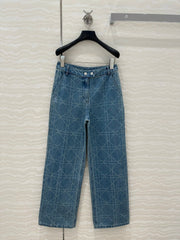 DIOR RETRO WASHED PLAID STRAIGHT-LEG JEANS