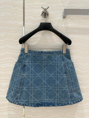 DIOR RETRO WASHED PLARETRO WASHED PLAID DENIM MINI SKIRT