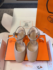 KLEO HIGH SLINGBACK IN CREPE PINK CALFSKIN