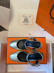 KLEO HIGH SLINGBACK IN SILVER CALFSKIN