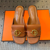 ILOT FLAT SANDAL IN BRONZE BROWN CALFSKIN