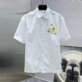 LV SHORT-SLEEVED SHIRT IN WHITE COTTON COLORFUL LOGO 238812