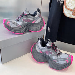 DAD SHOES IN GRAY MIX PINK MESH AND CALFSKIN