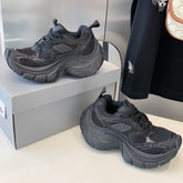 DAD SHOES IN BLACK MESH AND CALFSKIN