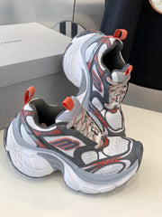 DAD SHOES IN GREY RED WHITE MESH AND CALFSKIN