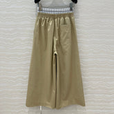 Loewe Wide-leg Straight Pants Beige Cotton