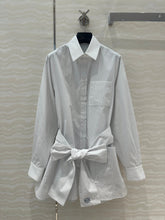 Loewe Pinstriped Shirt Dress White Cotton