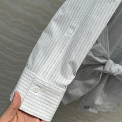 Loewe Pinstriped Shirt Dress White Cotton