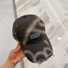 MM BASEBALL CAP IN DARK MOCHA BROWN DISTRESSED FABRIC STYLE 2