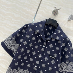 MIUMIU MIDNIGHT BLUE SHORT-SLEEVE SHIRT 261480