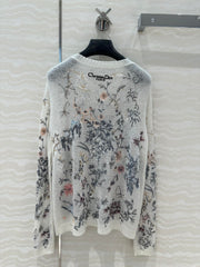 DIOR PREMIUM WHITE KNIT SWEATER WITH PATTERN