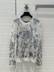 DIOR PREMIUM WHITE KNIT SWEATER WITH PATTERN