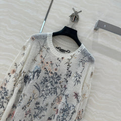 DIOR PREMIUM WHITE KNIT SWEATER WITH PATTERN