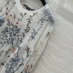 DIOR PREMIUM WHITE KNIT SWEATER WITH PATTERN