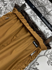 MIU 25S HIGH WAIST SHORTS BROWN IN NYLON 263021