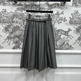 MIU 25S PLEASED SKIRT GREY IN NYLON 263129