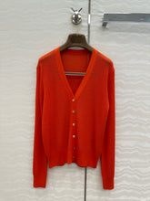LP RED ORANGE V-NECK KNIT CARDIGAN