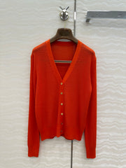 LP RED ORANGE V-NECK KNIT CARDIGAN