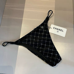 CC BIKINI SWIMSUIT SET IN BLACK AND WHITE PLAID 625992