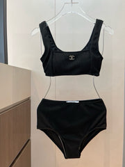 CC BIKINI SWIMSUIT SET IN BLACK ATTACHED WITH LOGO 629243