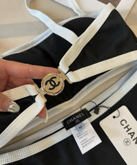 CC BIKINI SWIMSUIT SET IN BLACK AND WHITE TRIM 633212