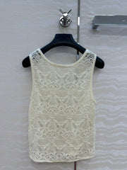 DIOR CREAM EMBOSSED LACE TANK