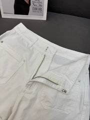 DIOR WHITE CUFFED DENIM SHORTS