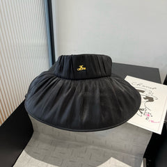 WIDE BRIM HALF HEAD HAT MODEL 650342 IN BLACK PLEATED SATIN