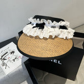 MM OPEN-TOP STRAW HAT IN BEIGE MIX WHITE EYELET FABRIC