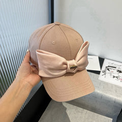 MM BASEBALL CAP IN BEIGE FABRIC WITH LARGE PINK BOW