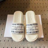 CD DWAY SLIDES WHITE RUBBER TOILE DE JOUY EMBROIDERY