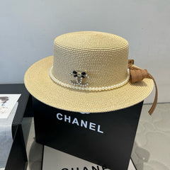 FLAT STRAW HAT WITH BOW BROWN 673922