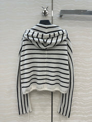 DIOR HOODED STRIPED KNIT CARDIGAN 276284