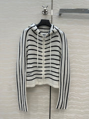 DIOR HOODED STRIPED KNIT CARDIGAN 276284