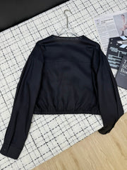 PRADA 25S LIGHTWEIGHT ROUND-NECK LINEN JACKET 368