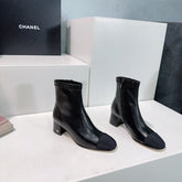 CHANEL ANKLE BOOTS 25S 45 MM IN BLACK LAMBSKIN WITH ZIPPER
