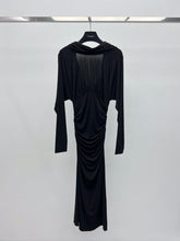 YSL 25S RUFFLED LONG-SLEEVE DRESS STYLE 131