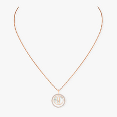 LUCKY MOVE 1 DIAMOND WHITE MOTHER OF PEARL PINK GOLD DIAMOND NECKLACE