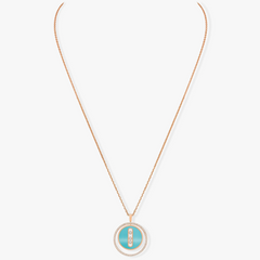 LUCKY MOVE 3 DIAMONDS TURQUOISE PINK GOLD DIAMOND NECKLACE