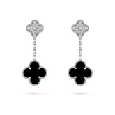 CLOVER DIAMOND AND ONYX EARRINGS