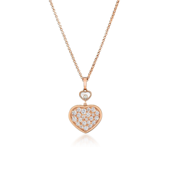 HAPPY HEART NECKLACE PINK GOLD FULL DIAMOND