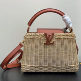 LV 25S CAPUCINES BB BAG 27 PINIC IN TAN CALFSKIN GOLD HARDWARE