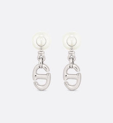 CD DROP PEARL TRIBALES EARRINGS SILVER