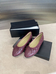BALLET FLATS BURGUNDY QUILTED LAMBSKIN