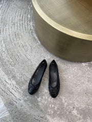 BALLET FLATS ALL BLACK QUILTED LAMBSKIN