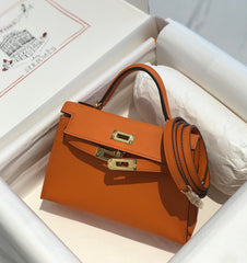 HM KELLY MINI 20 ORANGE EPSOM GOLD HARDWARE