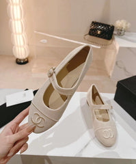 mary jane flat light pink corduroy