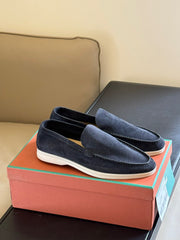 Loro Piana Suede Summer Walk Loafers Navy