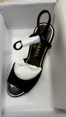 CC SUEDE KIDSKIN SANDAL IMITATION PEARLS BLACK