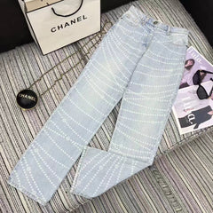 CC Jeans Printed Faded Denim Blue and White